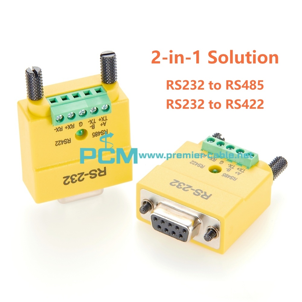 2-in-1 DB9 Female RS232 to RS485 RS422 Serial Converter