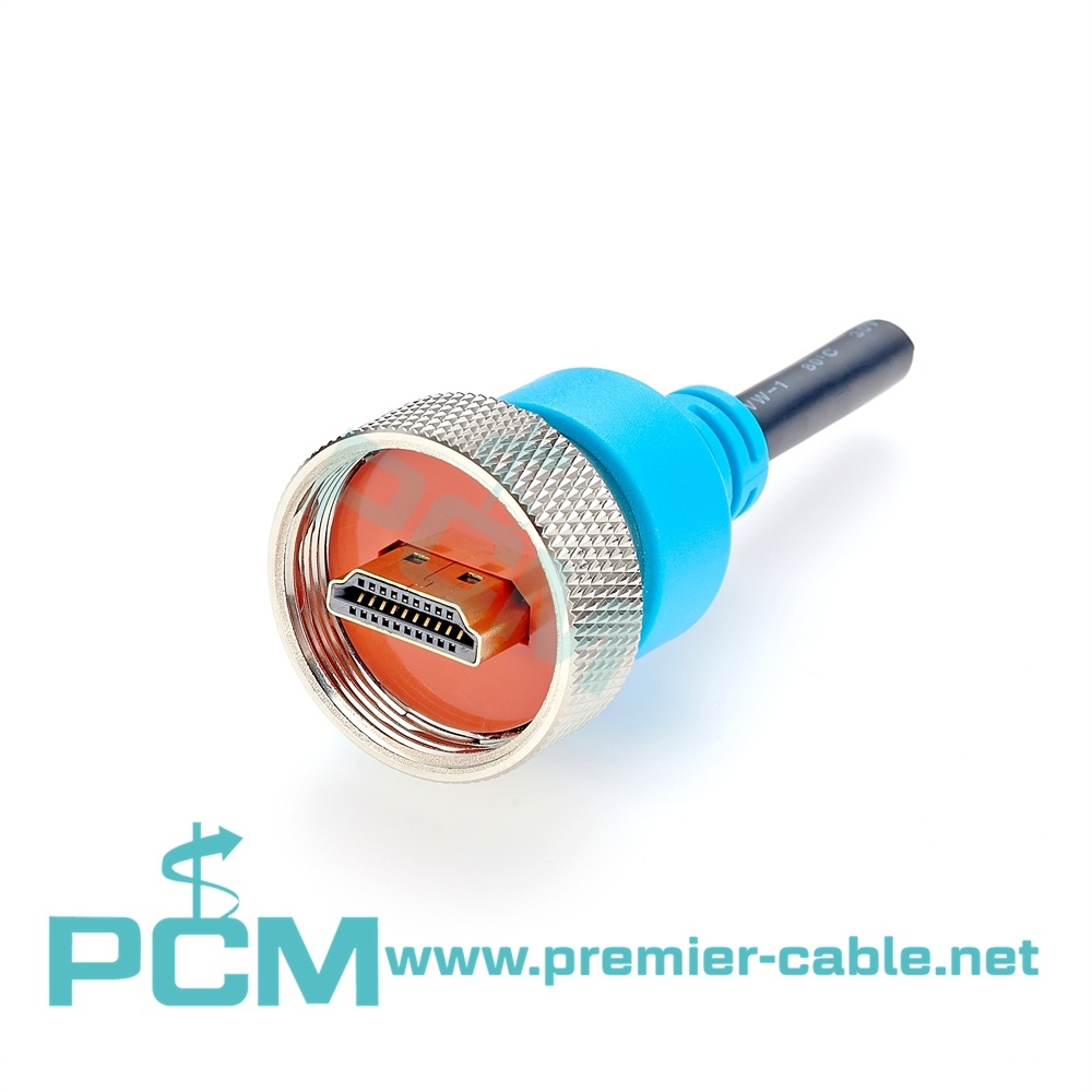 IP67 Waterproof HDMI Threaded Coupling Cable Assembly for Harsh Environments 