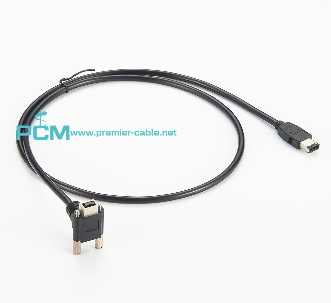 Cable FireWire 9 pin male 90° right angle with screw 