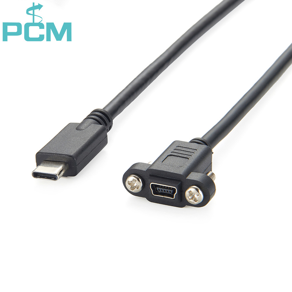 Mini USB Female Panel Mount to USB 3.1 C Cable