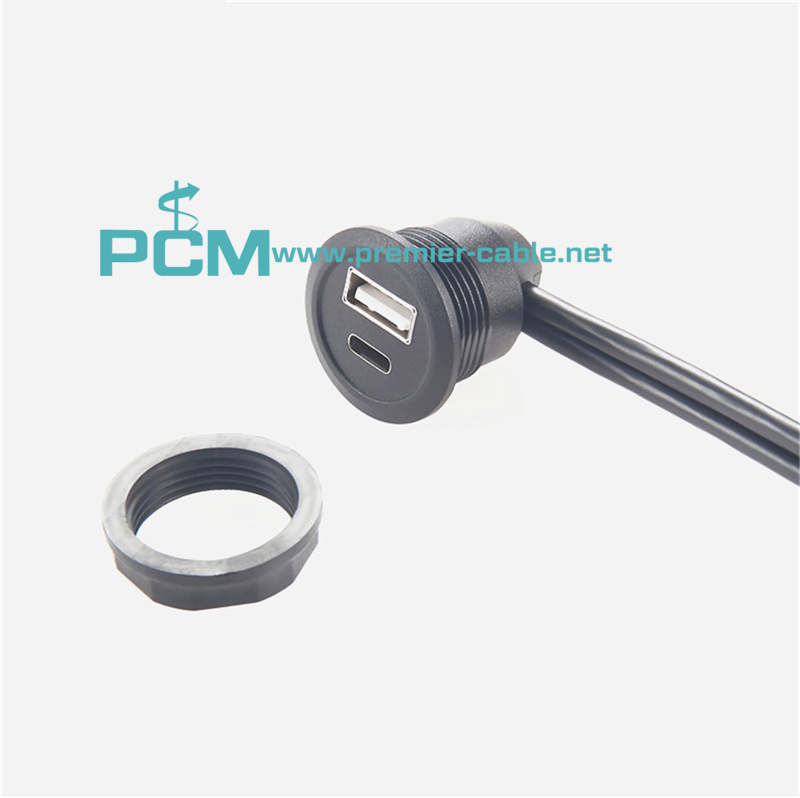 Round Panel Mount USB Cable