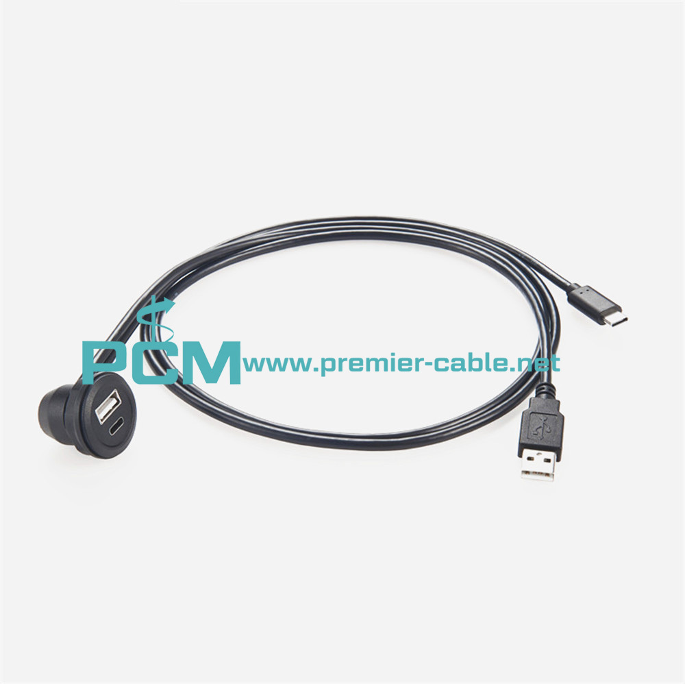 USB C & USB A 2.0 Flush Mount Cable 