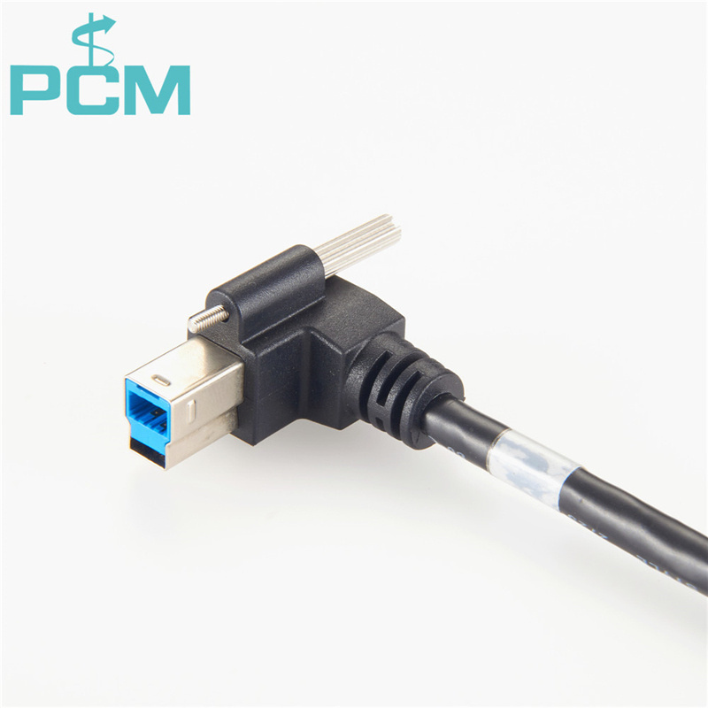 USB3.0 B male screw lock cable angled