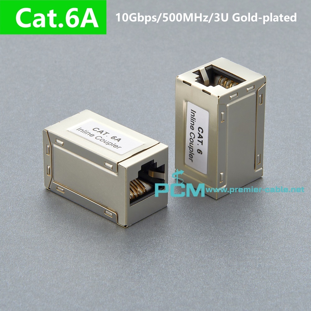 CAT6A RJ45 Shielded Inline Coupler Keystone Jack 500MHz