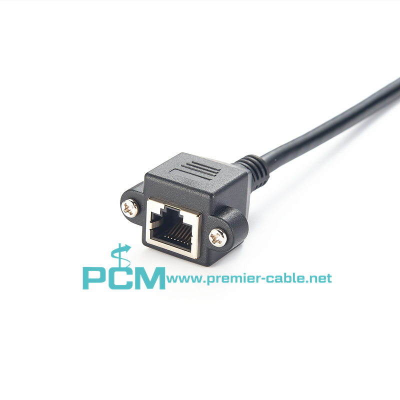 Cat6 RJ45 Ethernet Extension Cable with Panel Mount