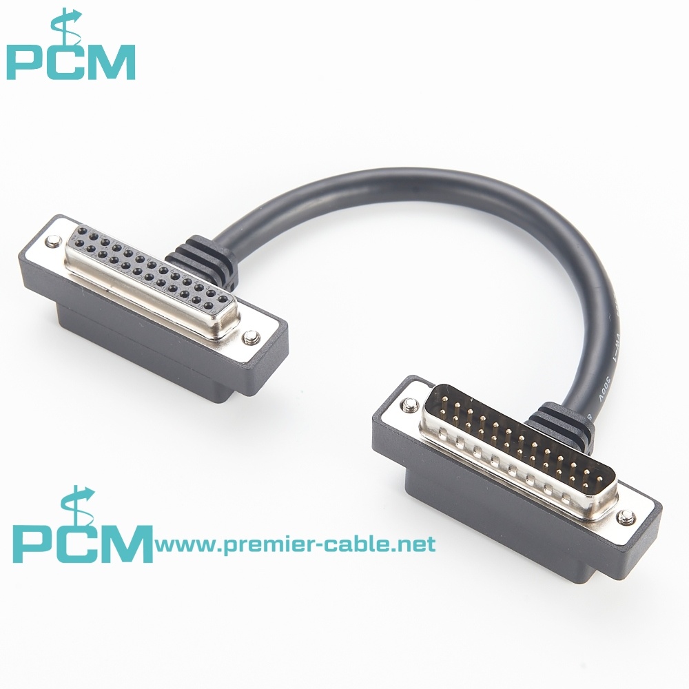 Low Profile Right Angle DB25 Male to Female cable