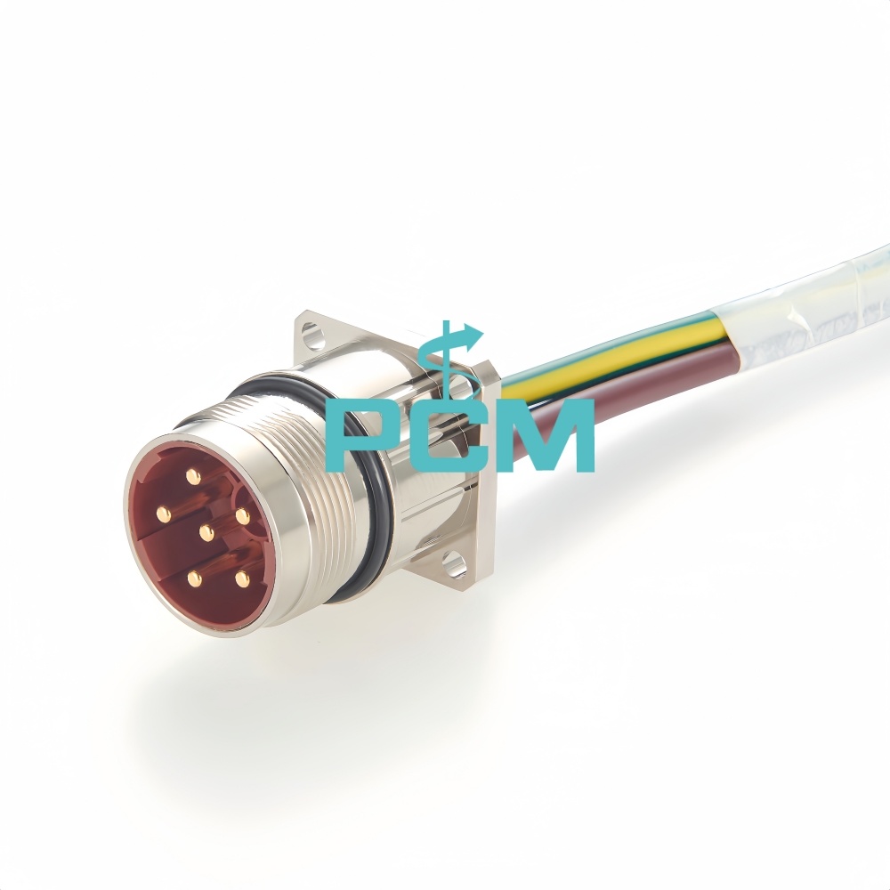 M23 Male Thread Power Panel Front Mount Connector