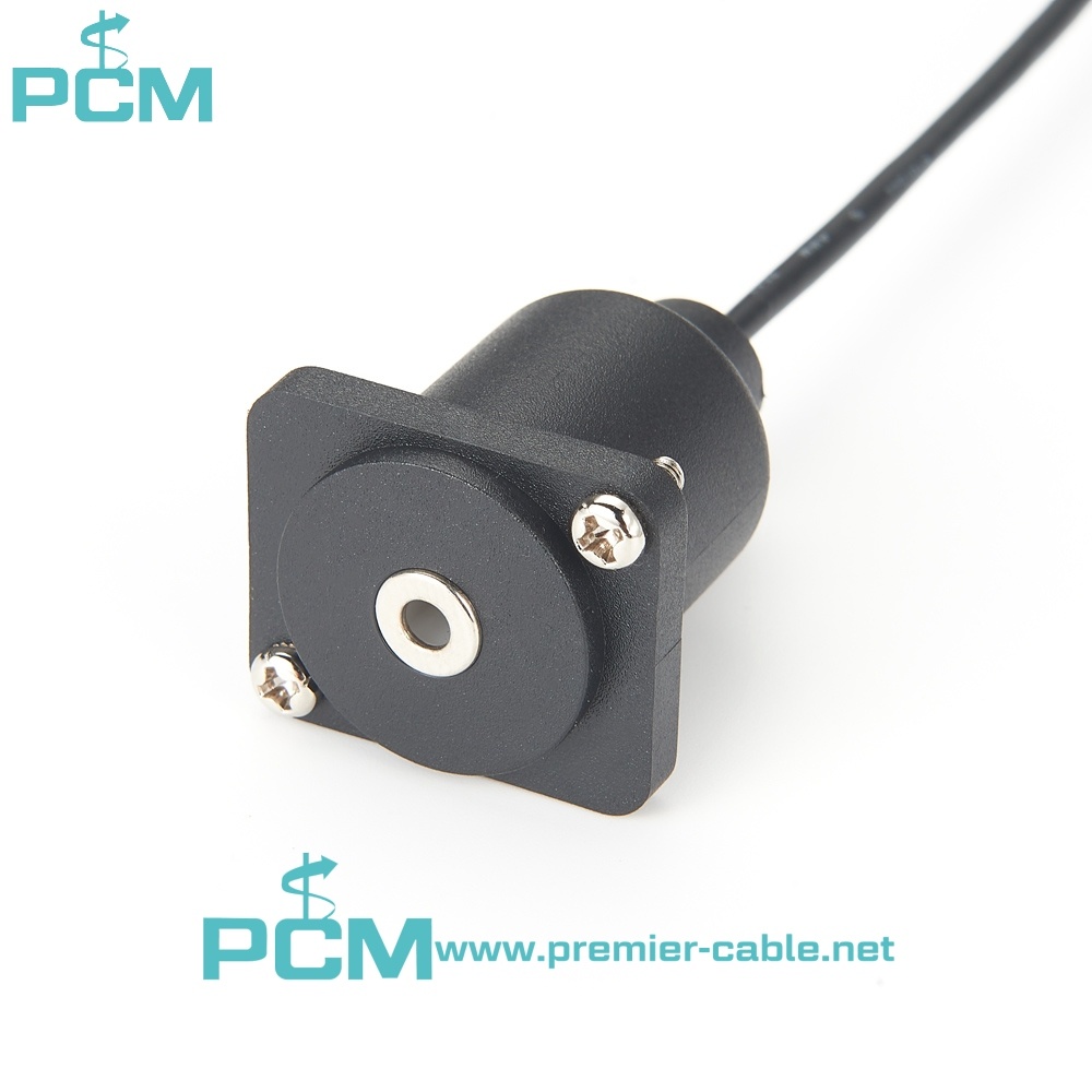 D Type 3.5mm Female Jack Panel Mount Chassis Connector