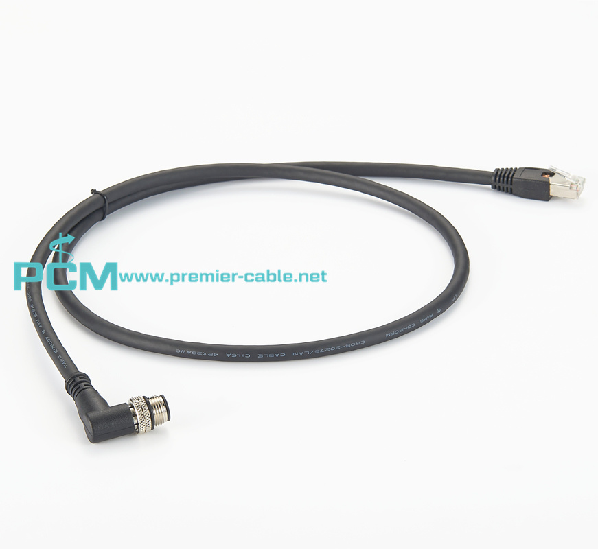 IP67 M12 Right Angle to RJ45 Cable  