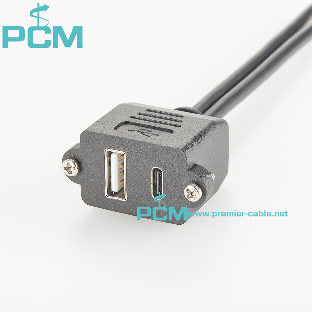 Panel Mount USB-A USB-C Combo Connector