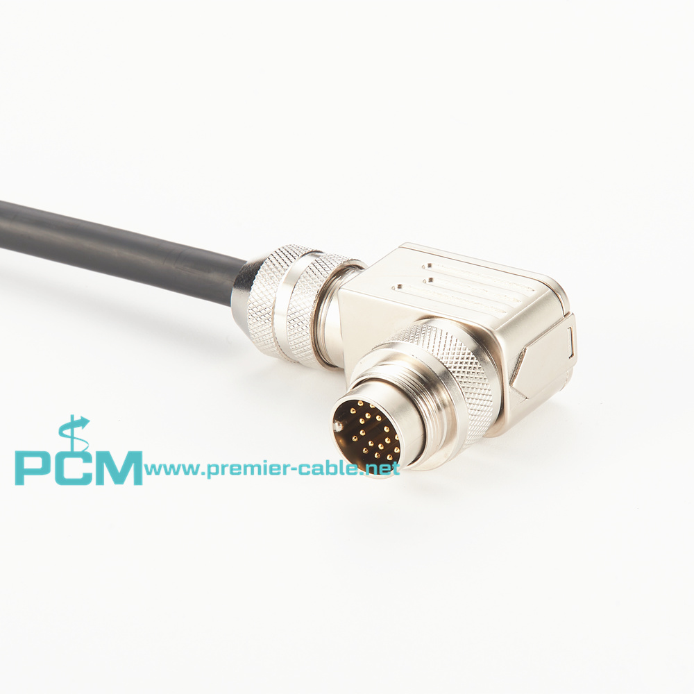 M16 cable connector contact 19 field assembly type right angled IP67