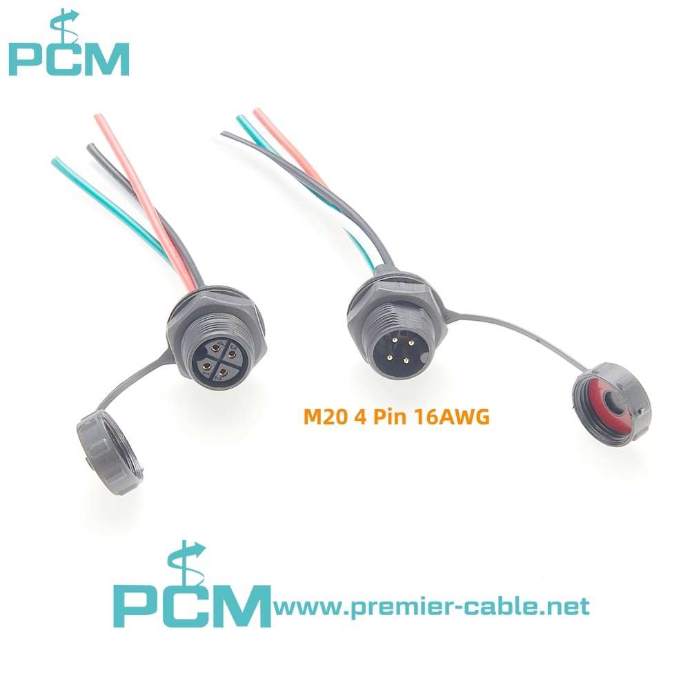 IP67 LED Light Power Connector 4 pin Panel Mount Plug