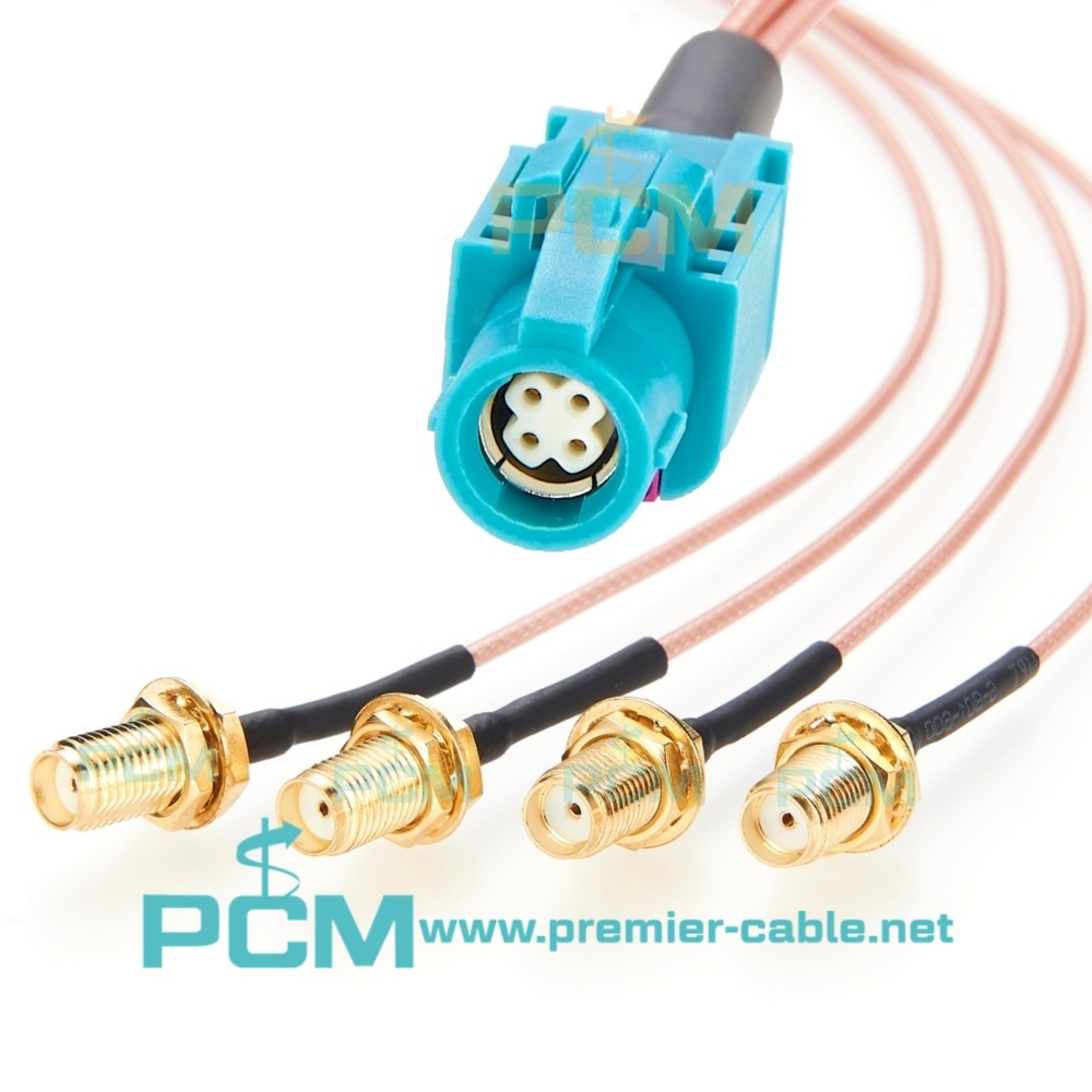 4 Core HSD to SMA Female 4 Splitter Automotive Coaxial Cable