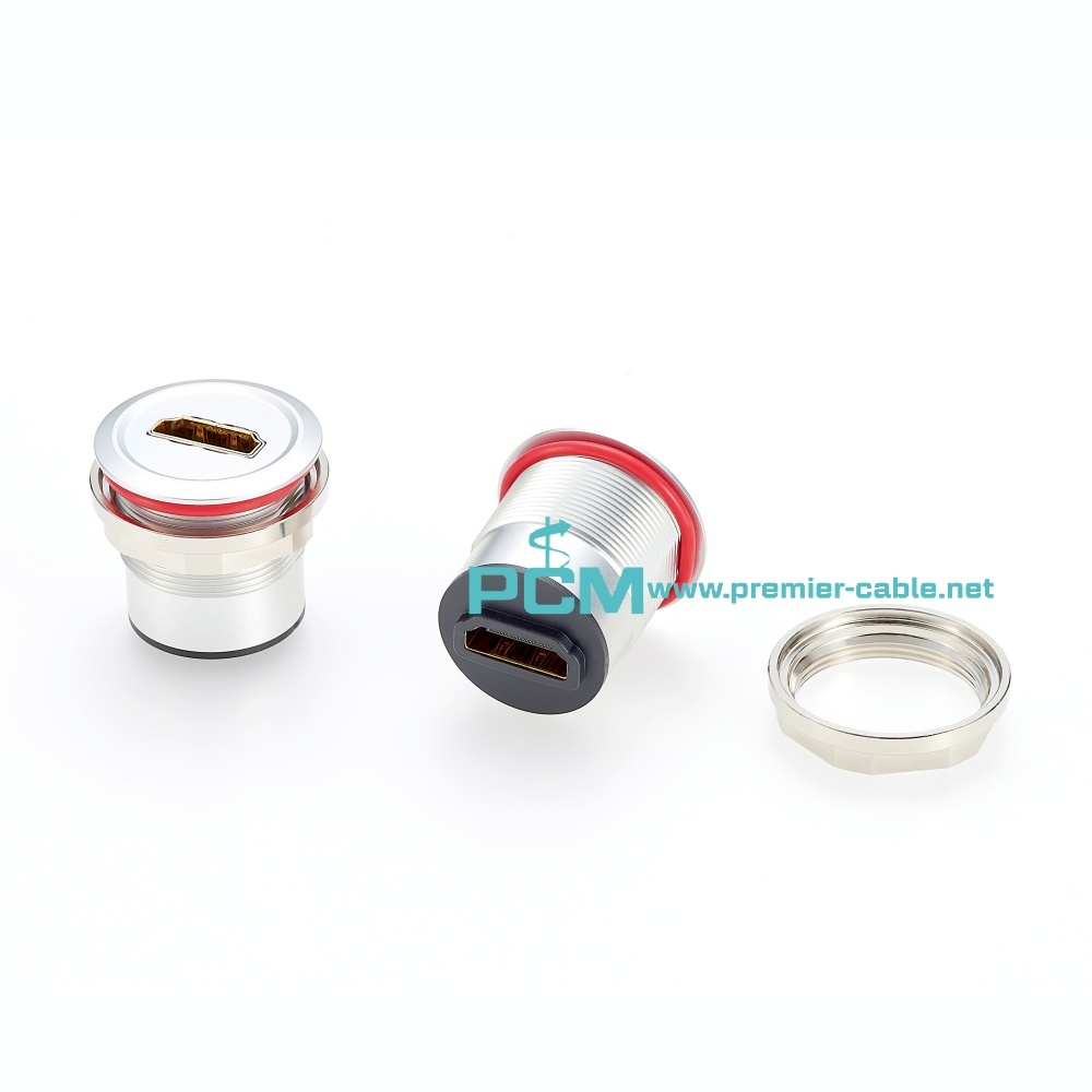 Waterproof HDMI Round Panel Mount Bulkhead Coupler