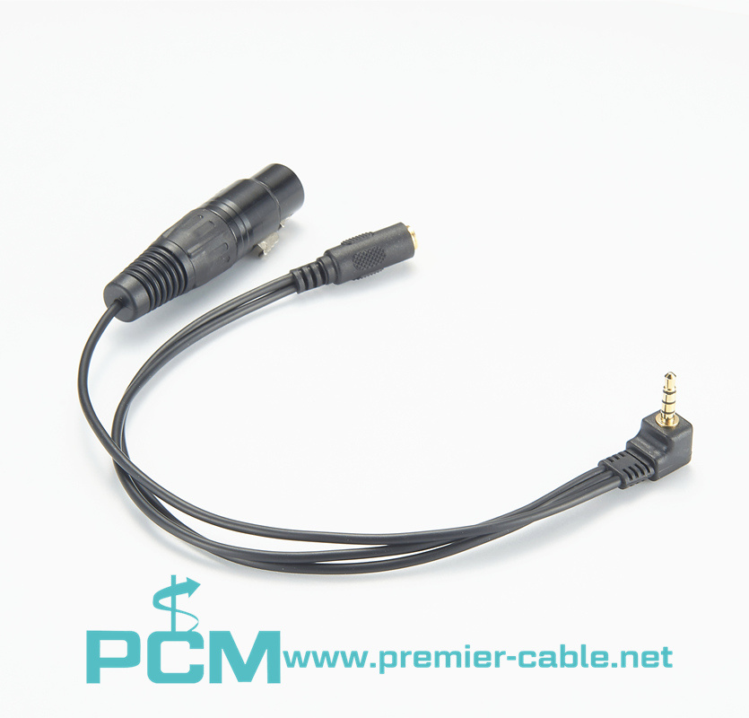 Right angle TRRS to XLR Microphone & 3.5mm cable