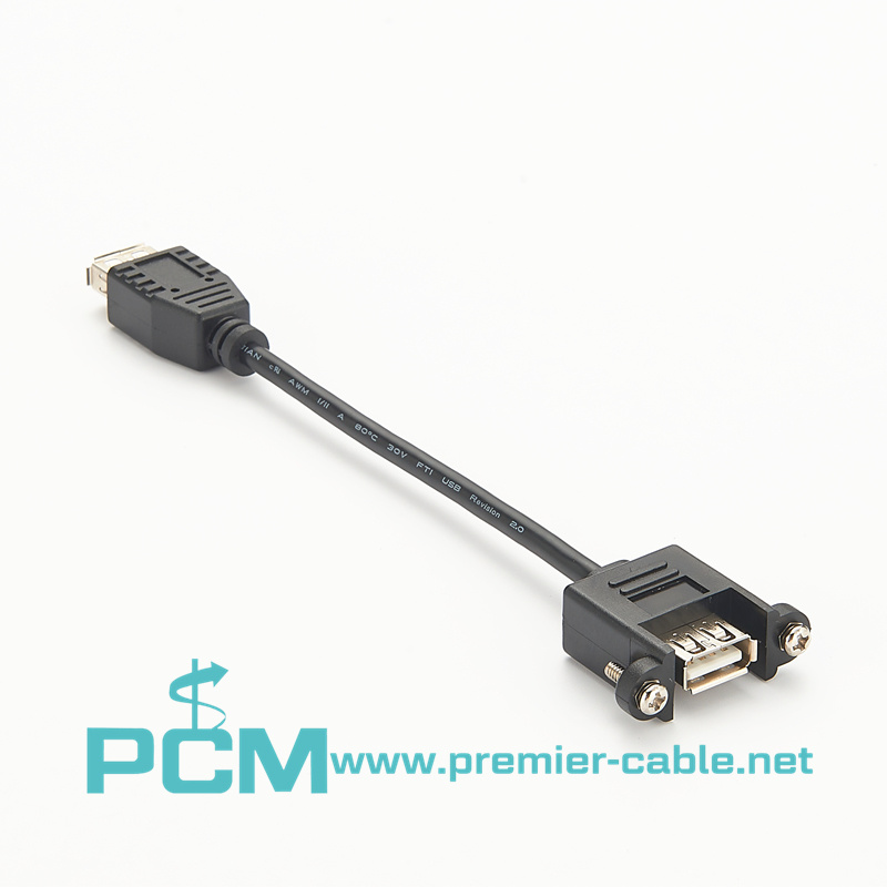 USB A Female Panel Mount Cable