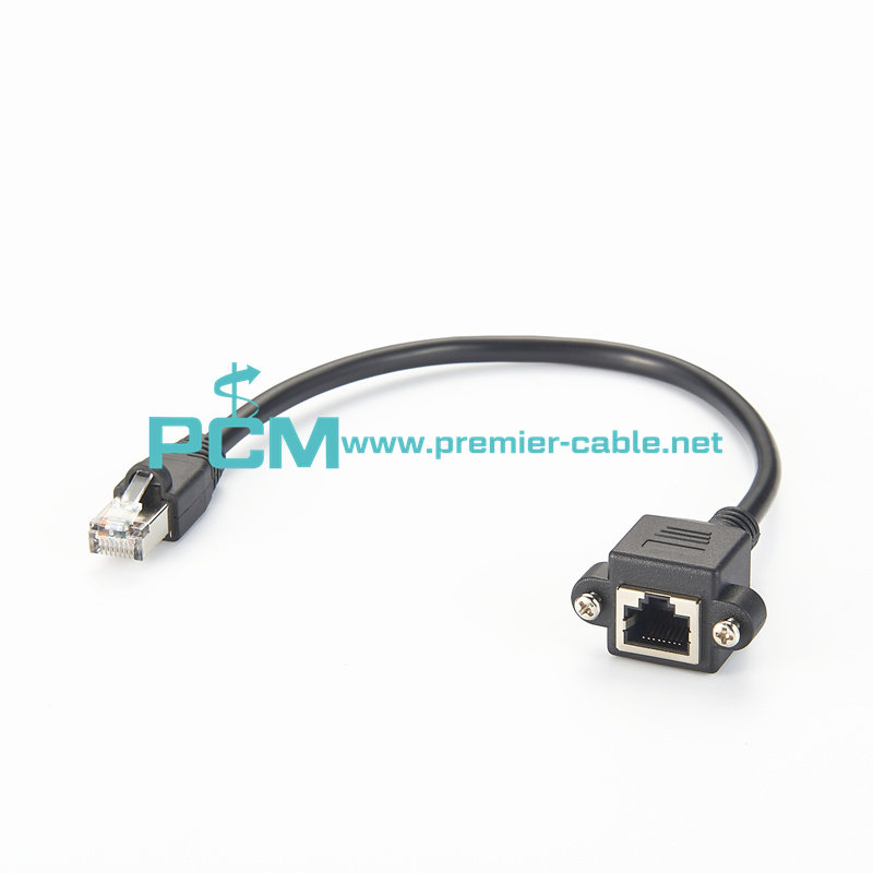 RJ45 male to female network extension cable with screw holes