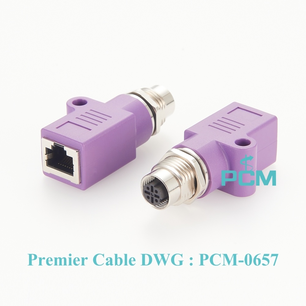 Industrial Profinet Adaptor M12 Female to RJ45 Jack D-Coding