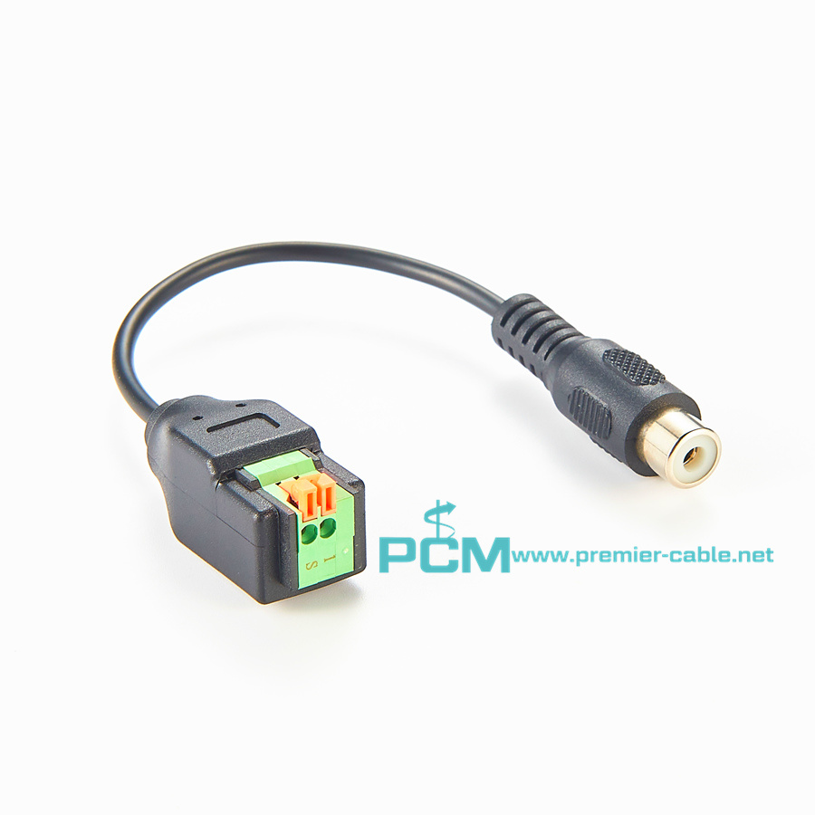 2-pin Terminal Block to Female RCA Adapter