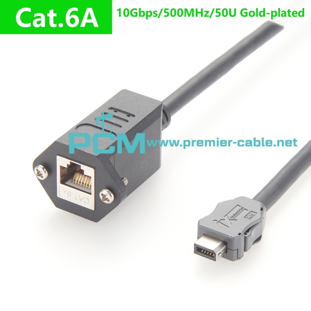 IX Industrial A Key Plug to RJ45 Female Jack CAT6A Cable