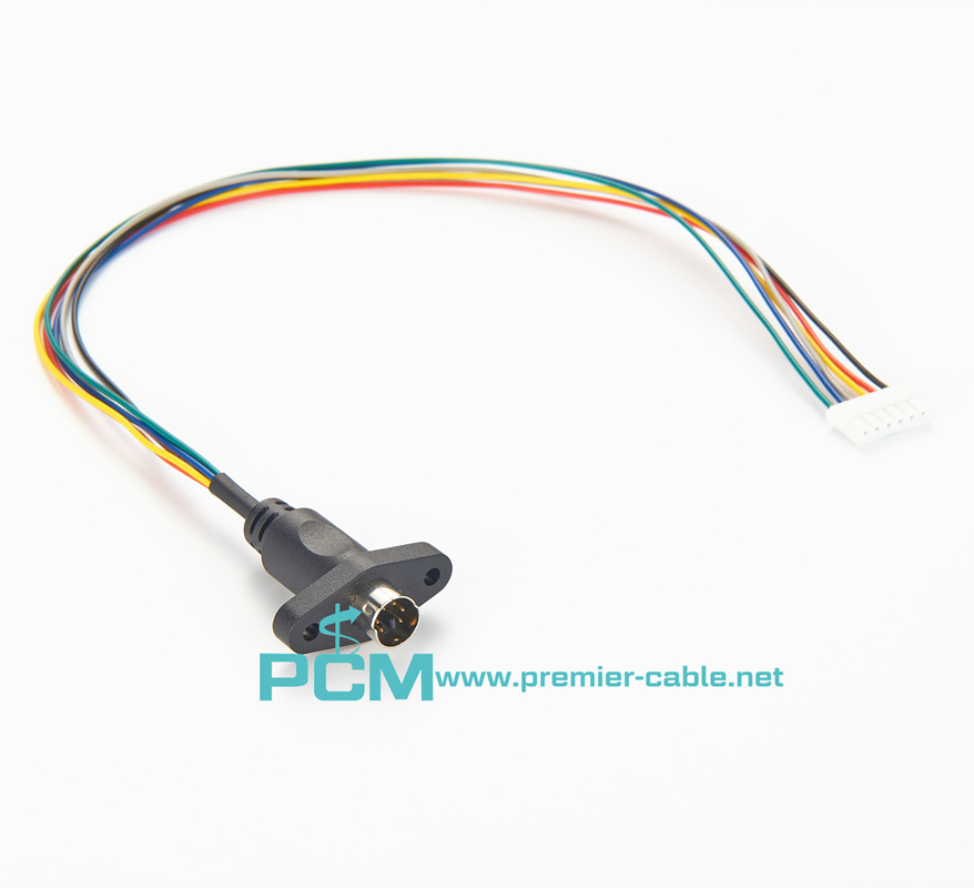 Mini-Din 6 pin male panel mount cable connector