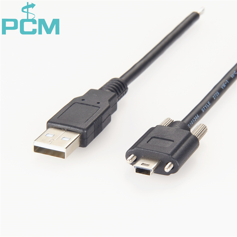 USB 2.0 Type A to Mini B Cable with Locking Screw