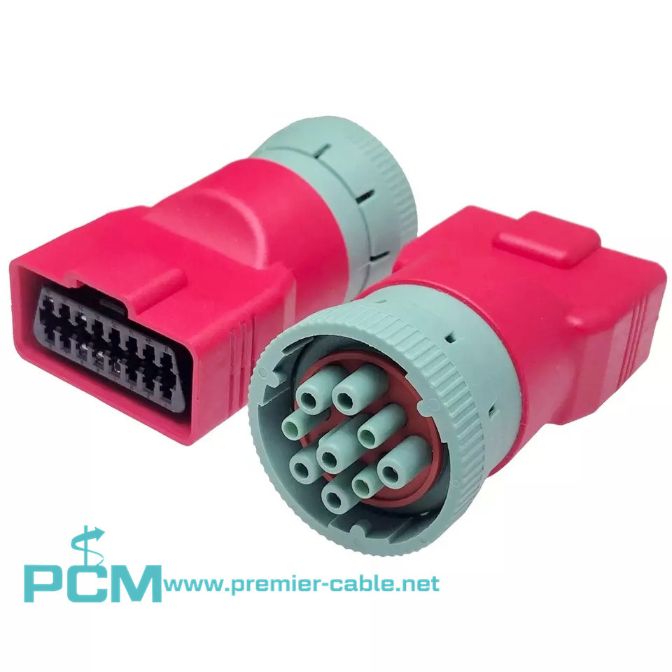 SAE J1939 9 Pin to OBD2 16 Pin Female Adapter