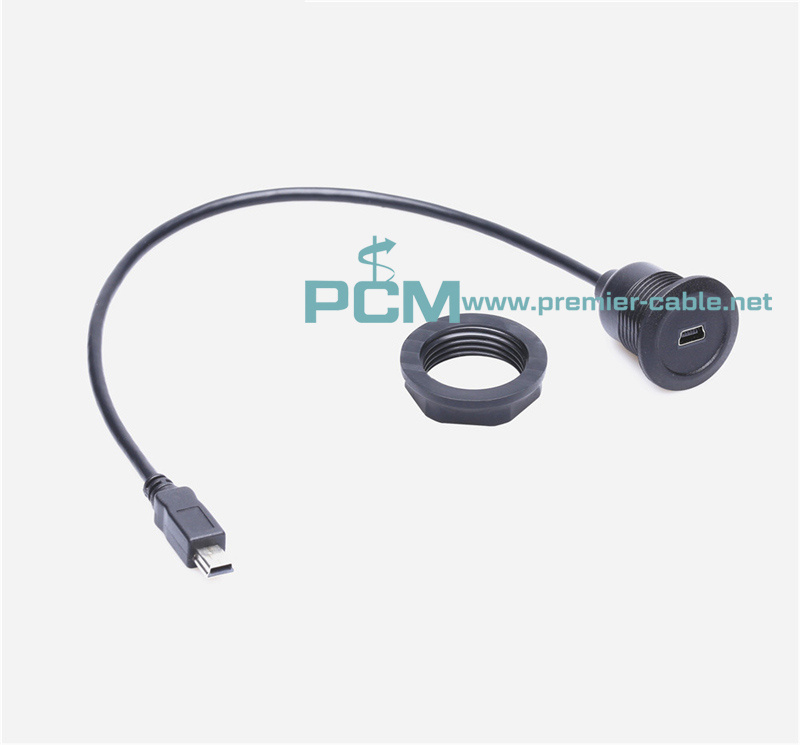 Round Port USB 2.0 Mini B cable Screwable