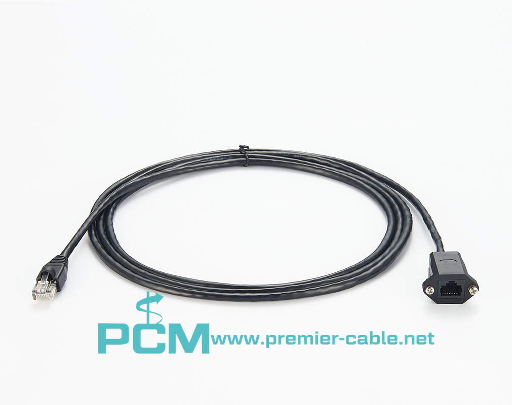 RJ45 Panel Mount Extension Cable with Screw Network Cable 