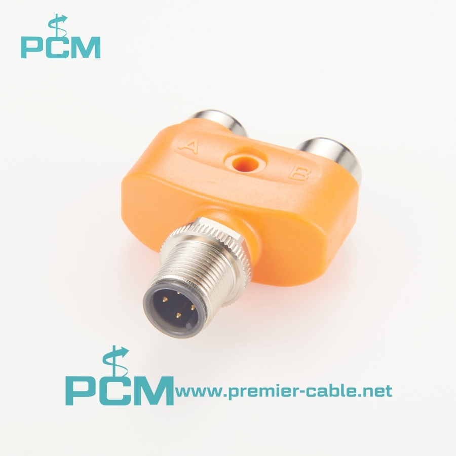 Premier Cable Tee 5 Pole M12 Socket to 5 Pole Plug Adapter