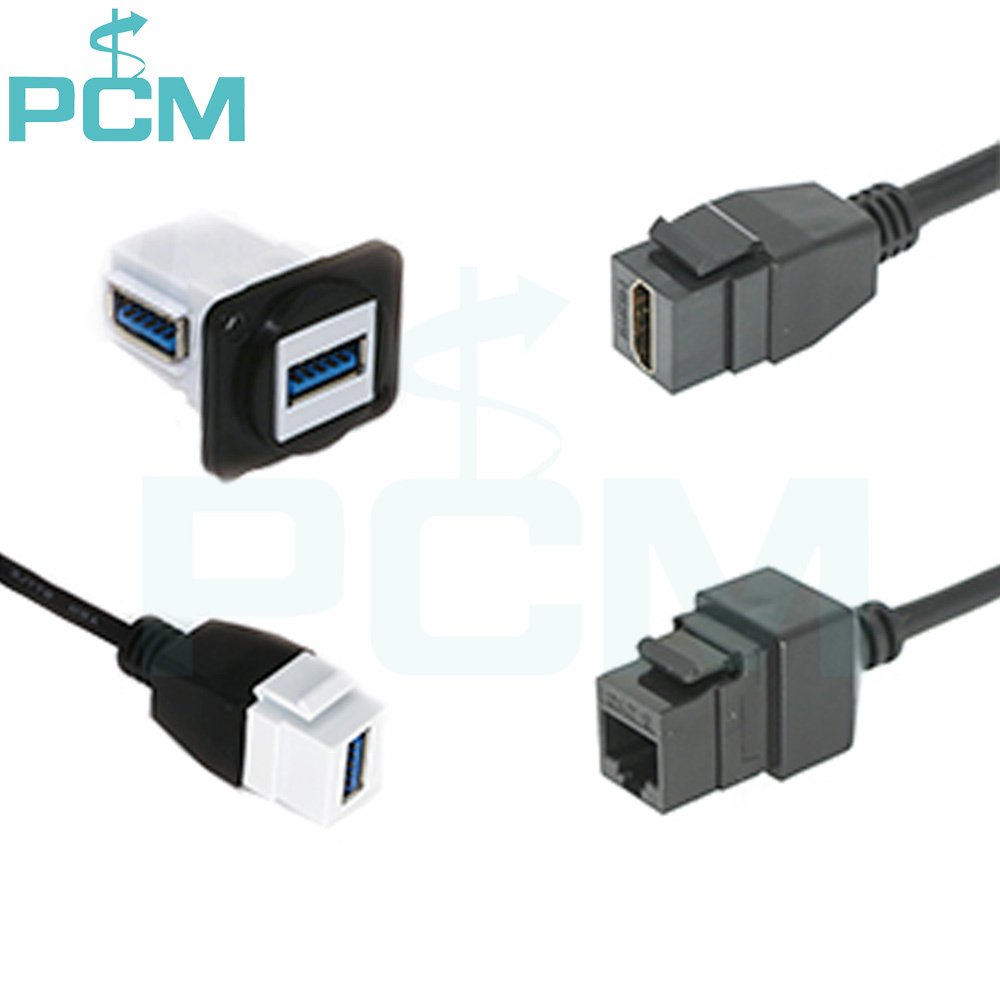 Snap In Panel Mount Cable HDMI USB RJ45 Keystone Insert