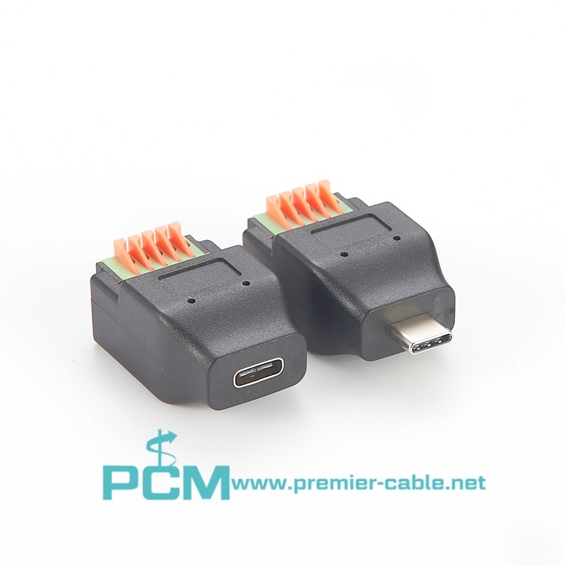USB Type C to 5 Pin Terminal Block Connector