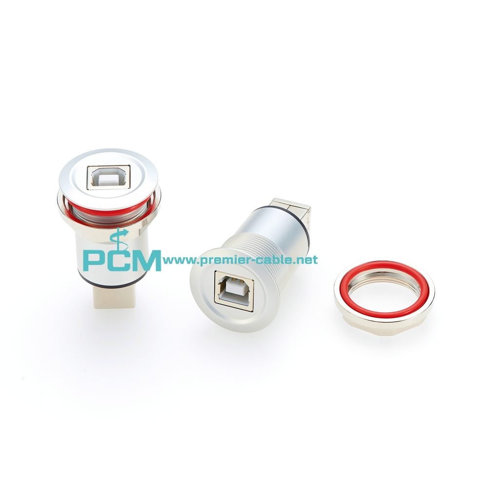 22mm USB-B Female to Female Feedthru Panel Mount Socket
