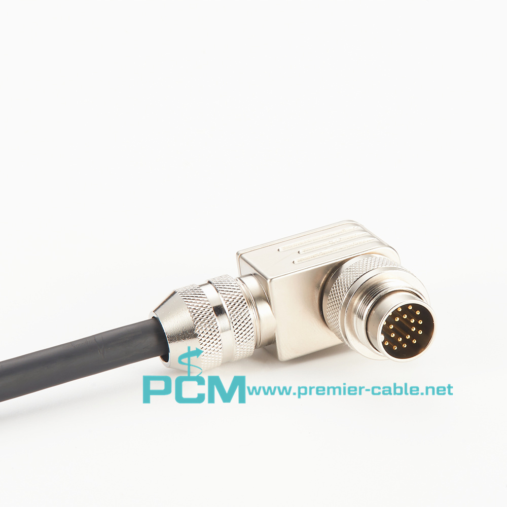 M16 cable connector contacts 19 right angled IP67