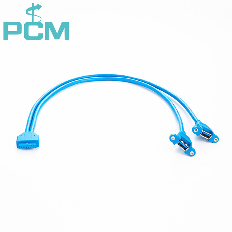 Dual USB3.0 Panel Mount Cable to 20 Pin Motherboard Header