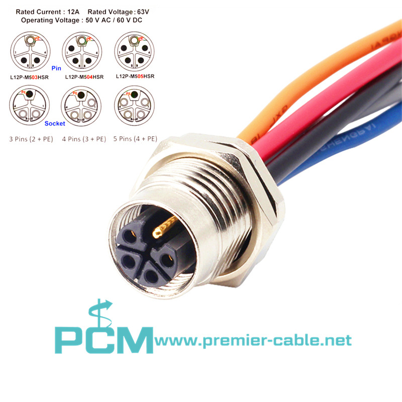 M12 L-code Female Cordset Cable