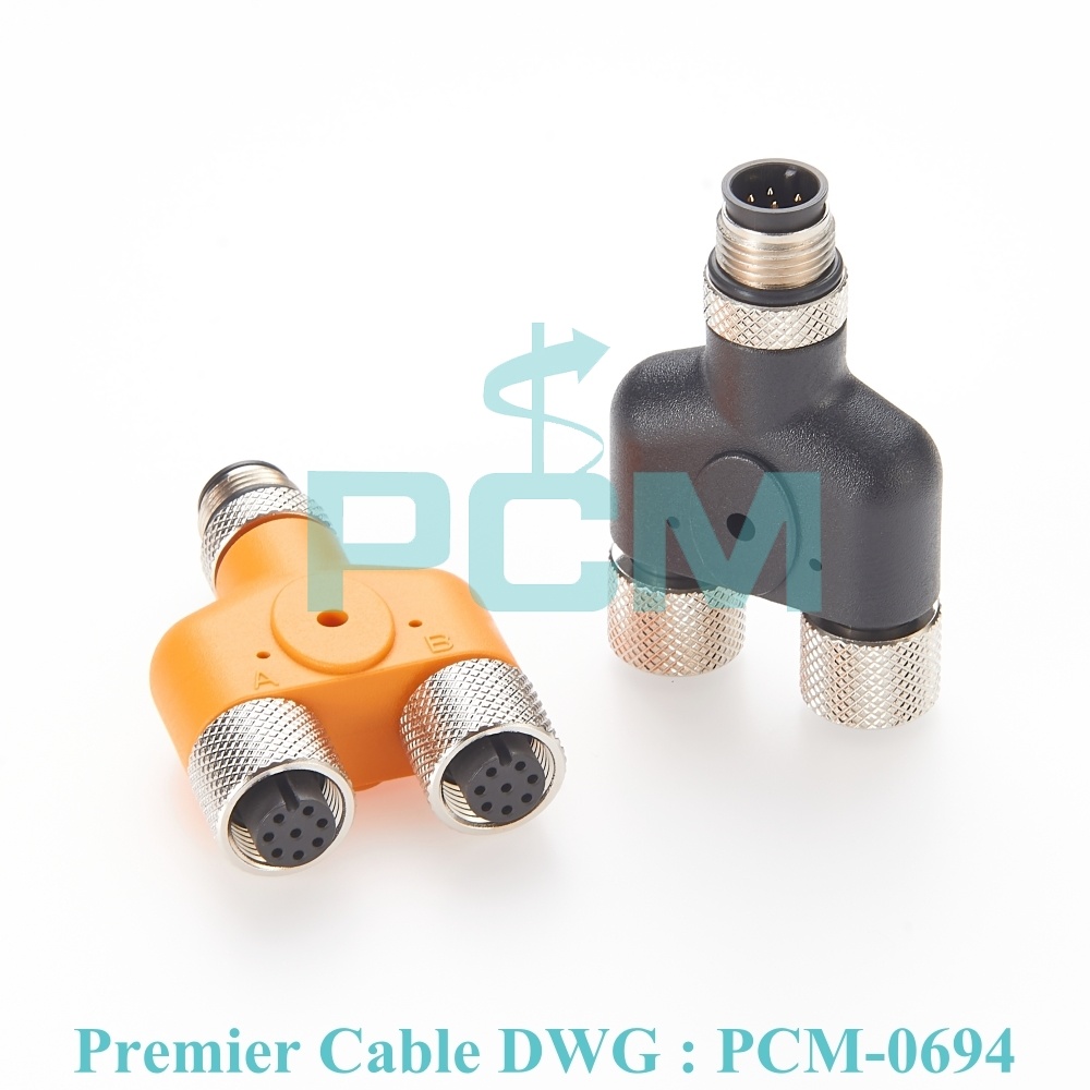 M12 Y Coupler Y Splitter Distributor A Code 8 Pin