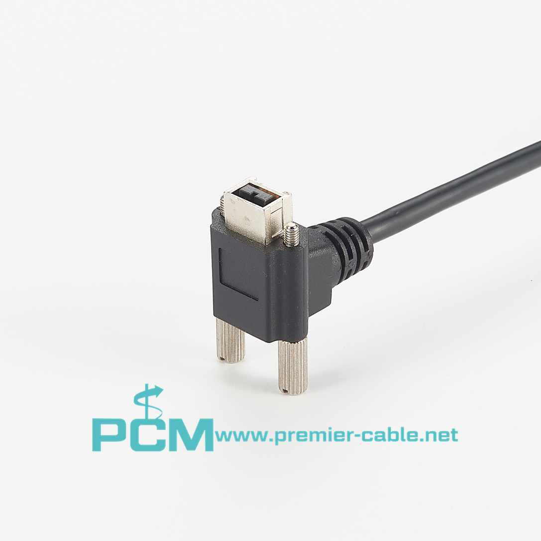 Cable FireWire 9 pin male 90° right angle with screw 