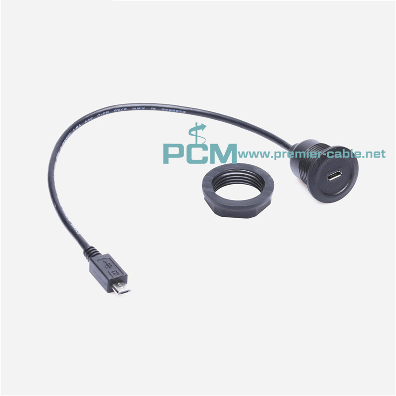 Micro B Round Panel Mount Extension Cable