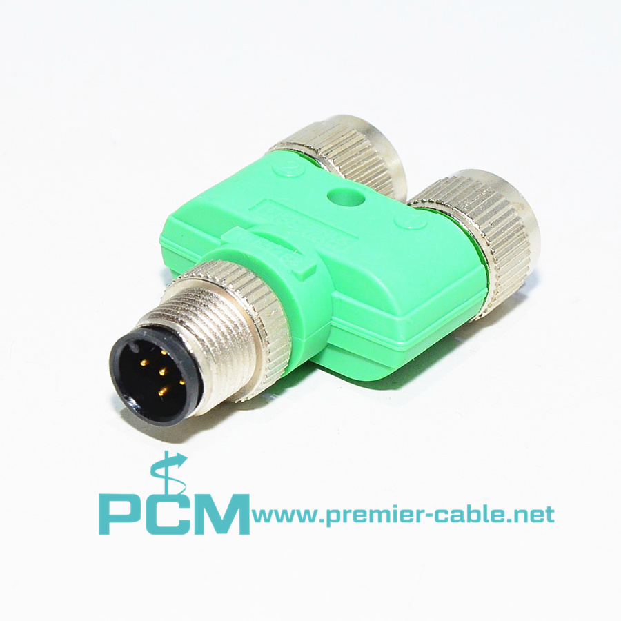 M12 male to female connector adapter Y type 