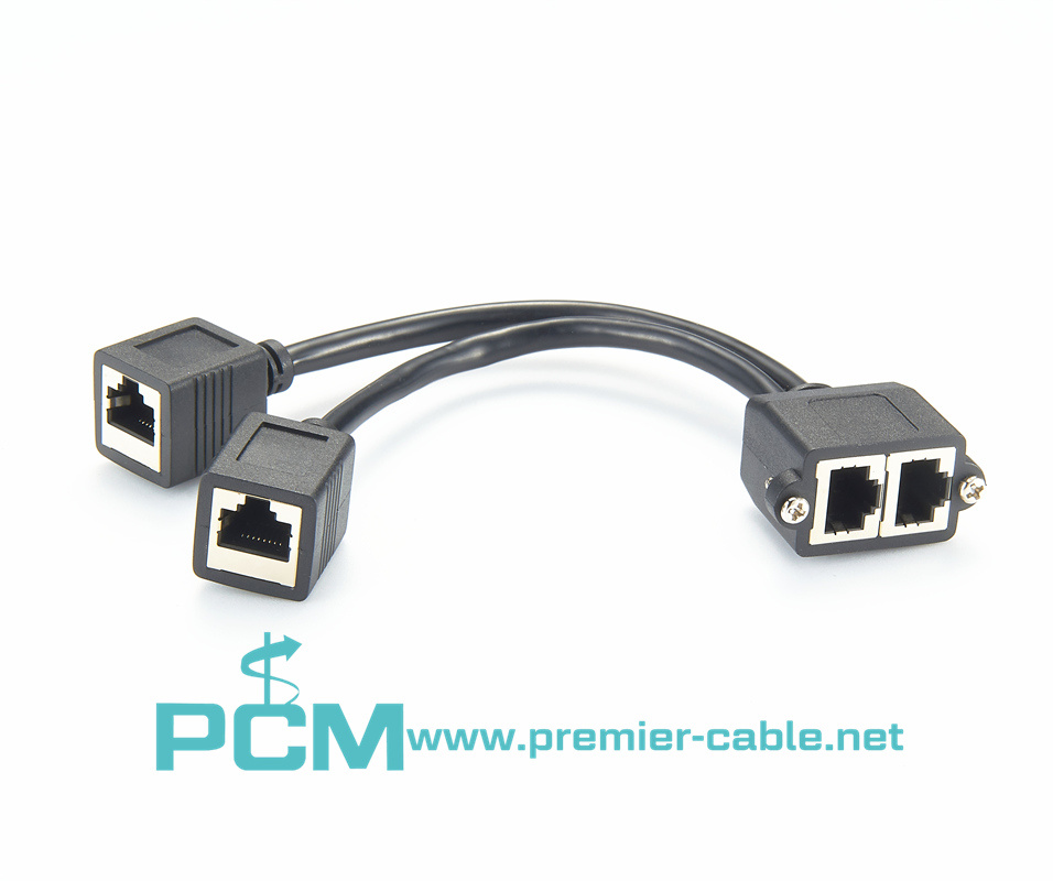 RJ45 Panel Mount Cable Ethernet Female Dual Port