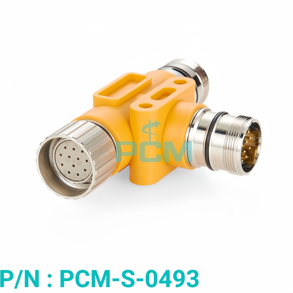 M23 Tee Splitter Male to Female 12 Pin Connector