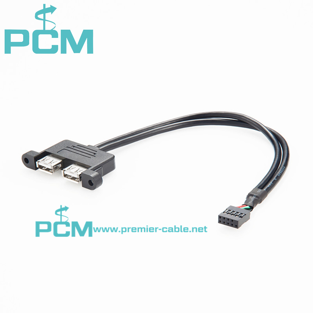 USB Panel Mount Dual Port Cable