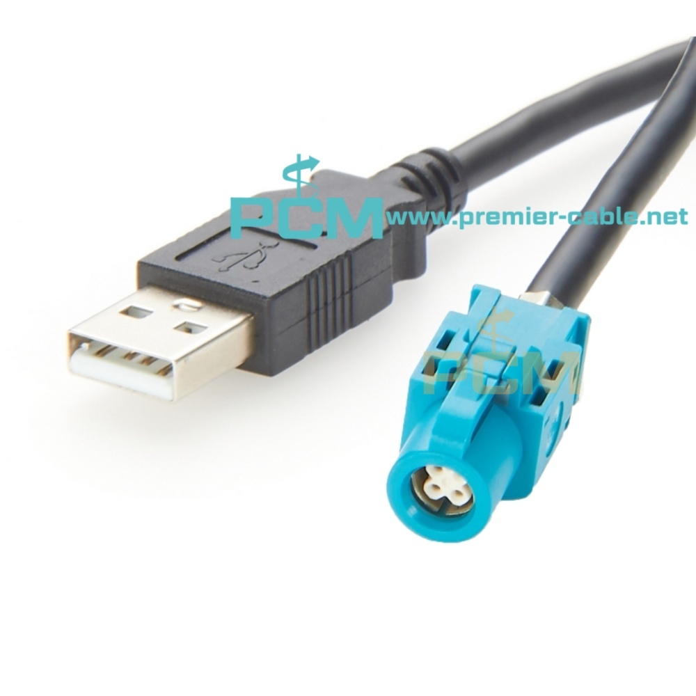 HSD 4 Pin Z Code to USB Male Automotive Video Cable Harness