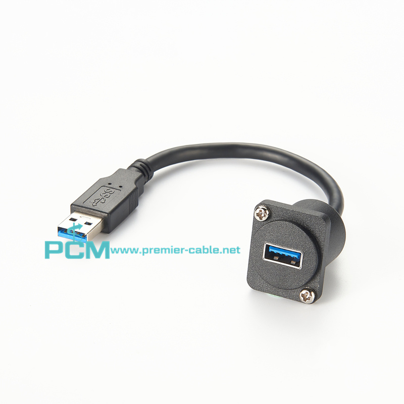 USB Type-A Pass-through Panel Mount Connector 