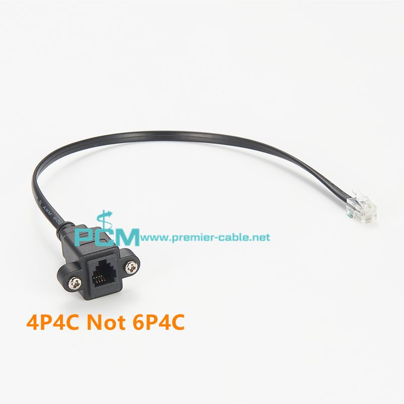 Telephone RJ9 4P4C Adapter Cable Panel Mount