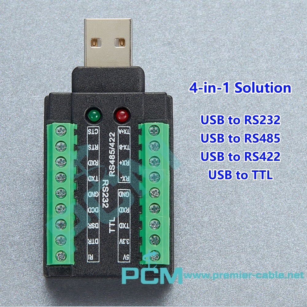 4-in-1 USB to RS232 RS422 RS485 TTL 3.3V 5V Terminal Converter
