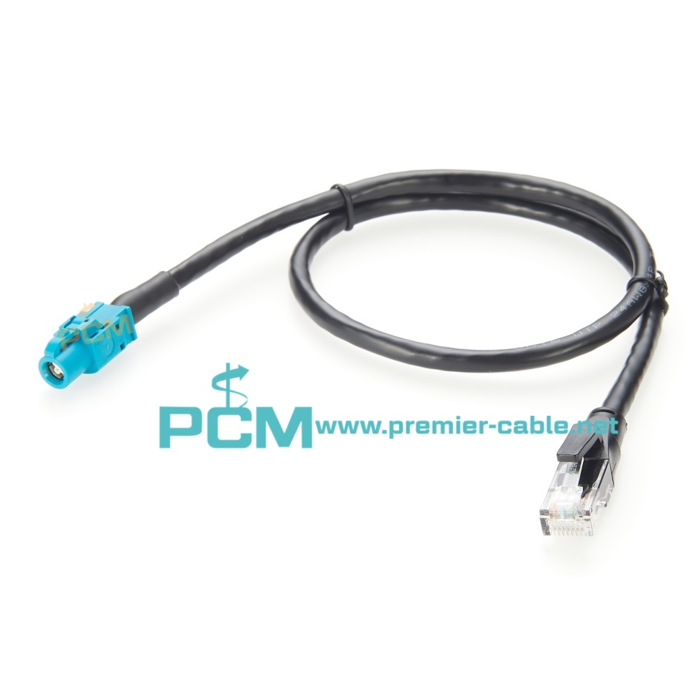 High-Speed Fakra HSD 4 Pin to RJ45 Ethernet Vehicle LVDS Cable