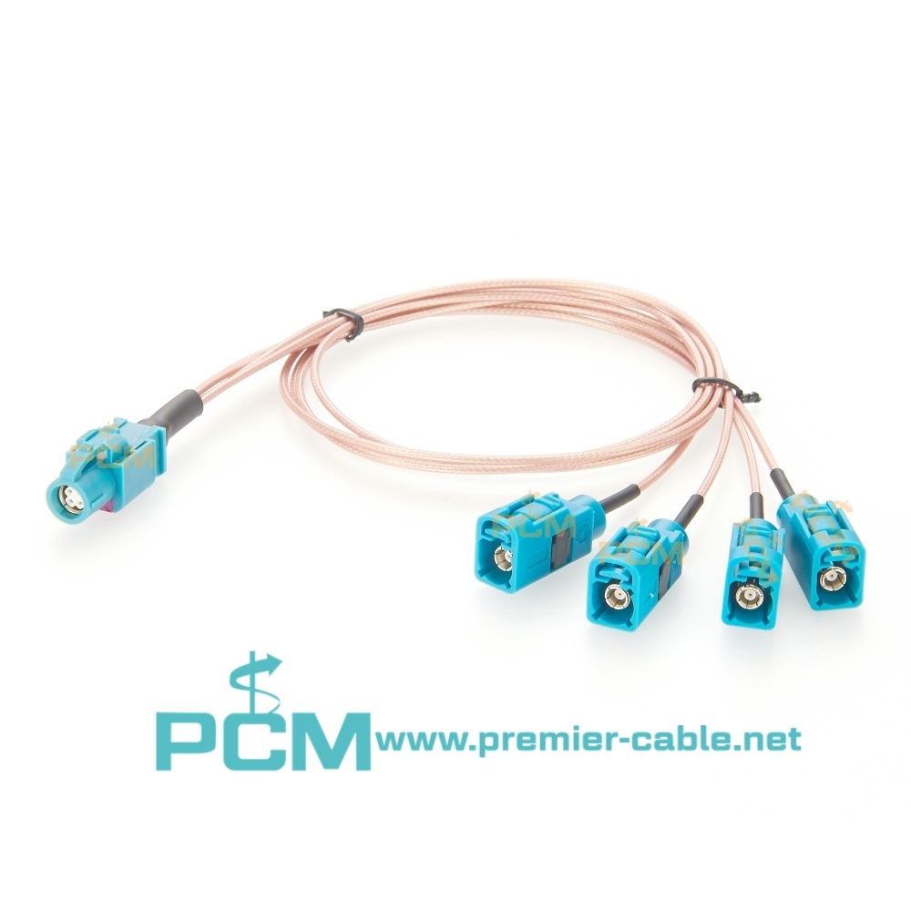 4 Core HSD Female to Fakra 4 Splitter Video RF Coaxial Cable