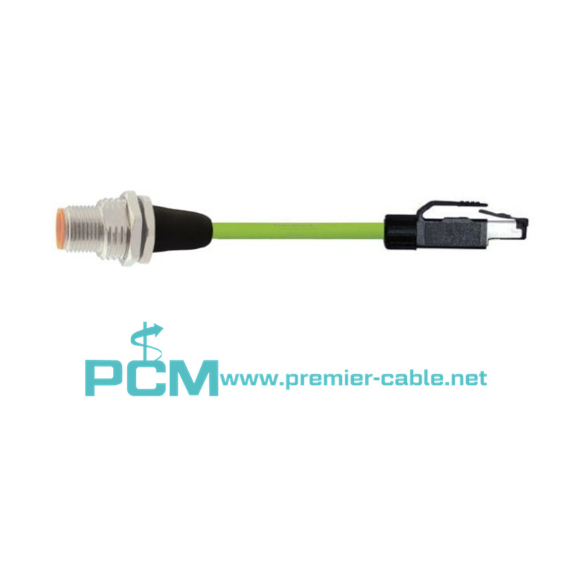 RJ45 to M12 female panel mount cable assemblies 